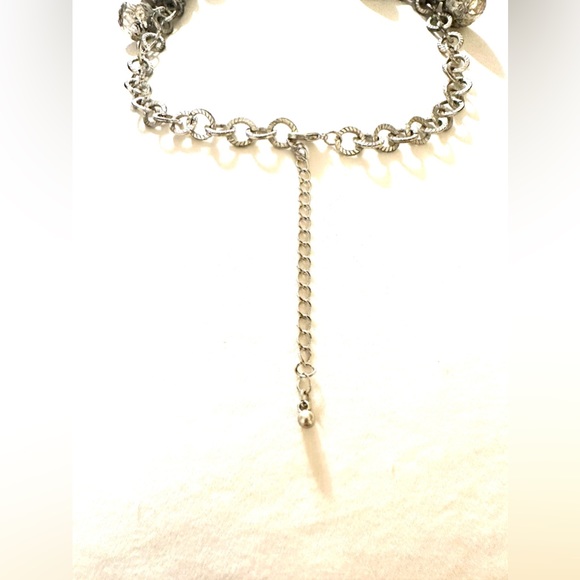 Holiday Hammered Silvertone ⬇️💲💙Sparkly, Chunky, Necklace Chain 14-19" - Picture 4 of 4